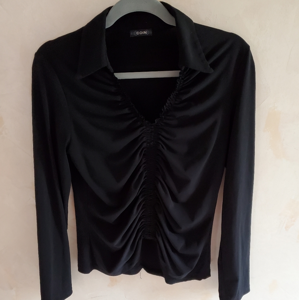 Vintage Coin Ruched Front Women  Shirt. Size L